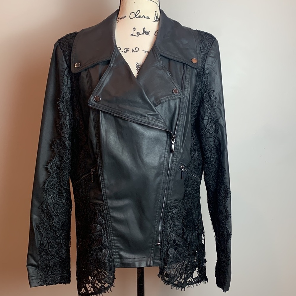 White House Black Market Coated & Lace Moto Jacket NEW! - Picture 6 of 13